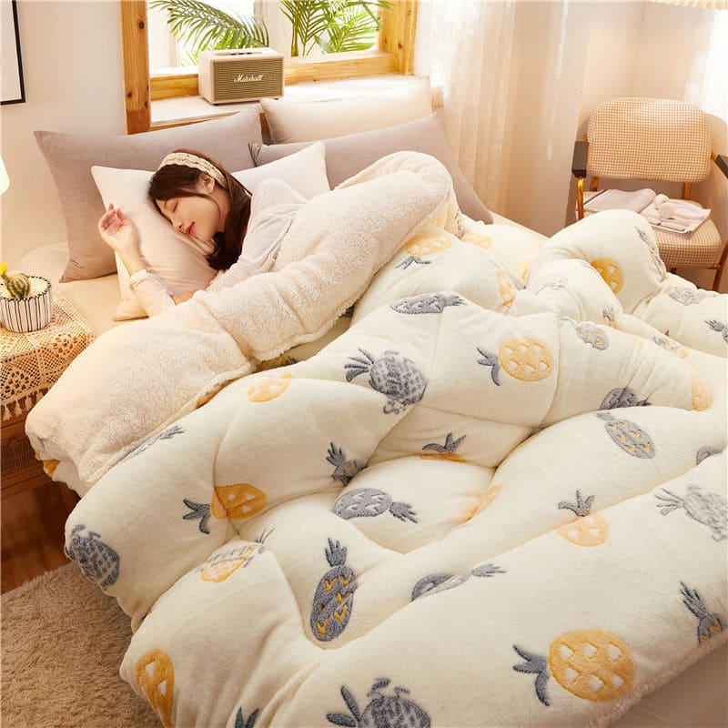 Winter Thick Quilt Dormitory Single Warm Lamb Velvet Double Quilt Core