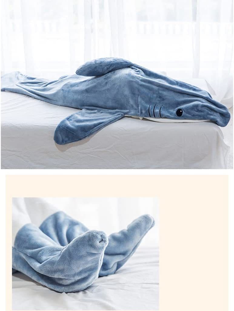 Home Soft Flannel Shark Blanket Hoodie