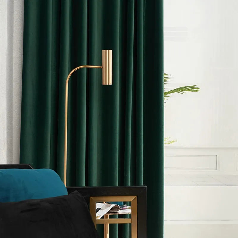 Nordic Velvet Curtains for Living Room Olive Green Velvet
