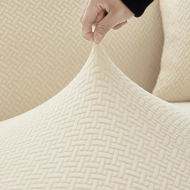 Polar Fleece Jacquard Elastic Sofa Covers  For Living Room L Shaped 1/2/3/4 Seater
