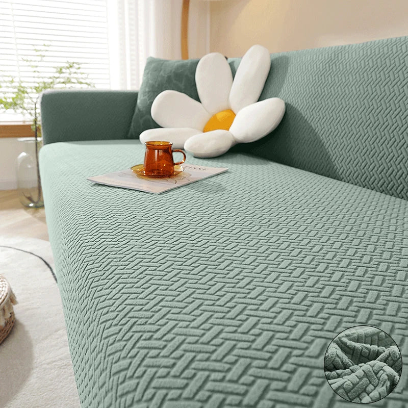 Polar Fleece Jacquard Elastic Sofa Covers  For Living Room L Shaped 1/2/3/4 Seater