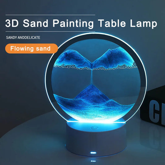 Creative Quicksand Lamp Tabletop Decoration Dynamic Hourglass Painting Gift 3D Night Light Decompression Desk Lamp Bedroom - Eva store